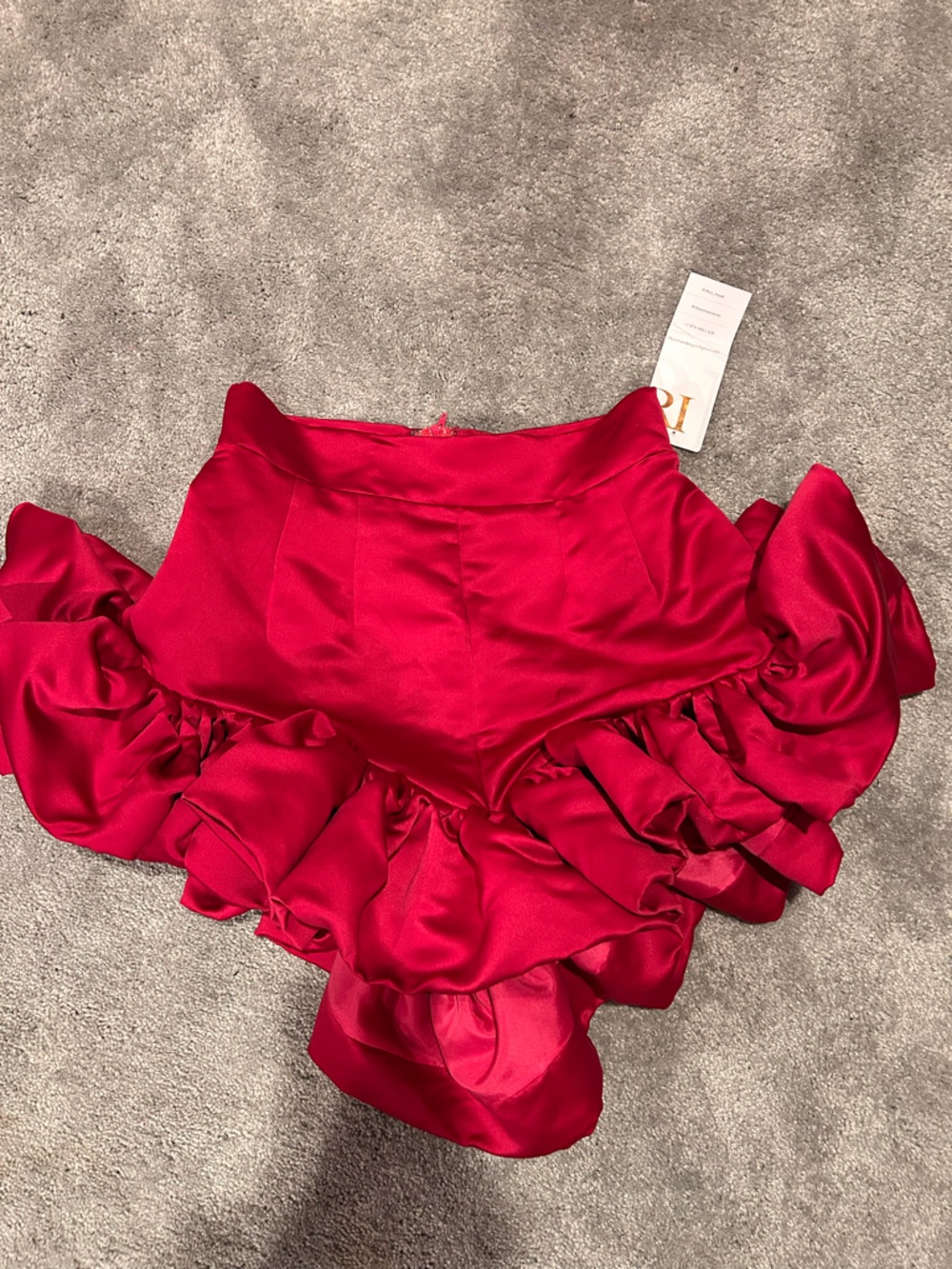 High-Waist Red Ruffle Women’s Shorts